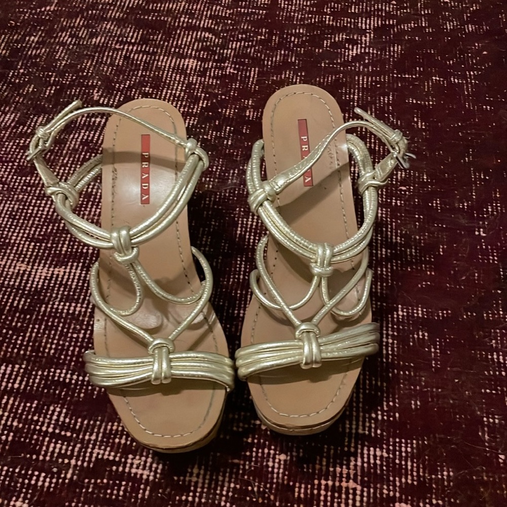 Prada size 7 strappy platforms